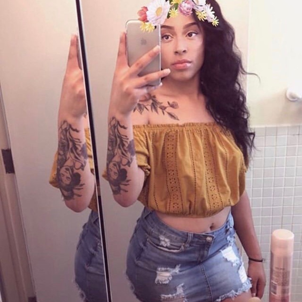 Mustard yellow crop top